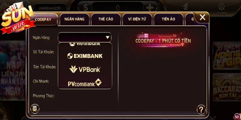 Các phương thức giao dịch Sunwin phổ biến, linh hoạt với nhu cầu người dùng